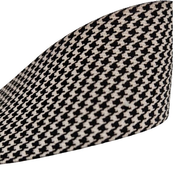 1980s Houndstooth Elastic High Waisted Belt Gold Chunky Buckle Patent Leather Sm - Picture 7 of 9